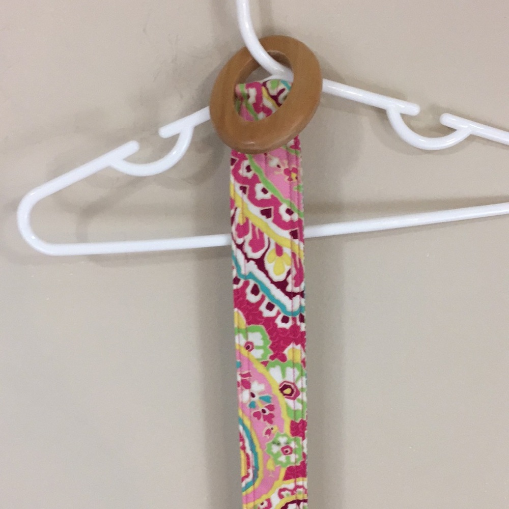 Vera Bradley Pink Floral Belt Wooden Buckle